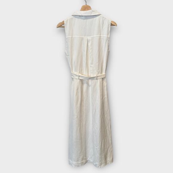 Reiss Mariah Linen Blend Belted Button Midi Dress Size US/6 - Picture 6 of 11
